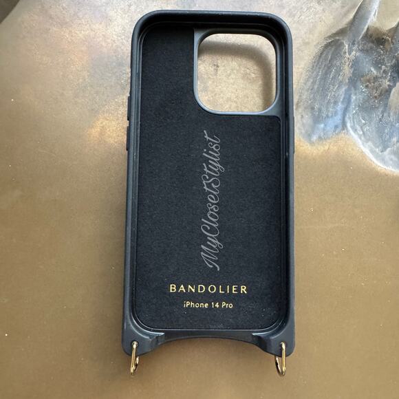 BANDOLIER Black 14 PRO NEW! Pebbled Leather Wallet Case! Unisex Crossbody Hooks - Picture 4 of 6